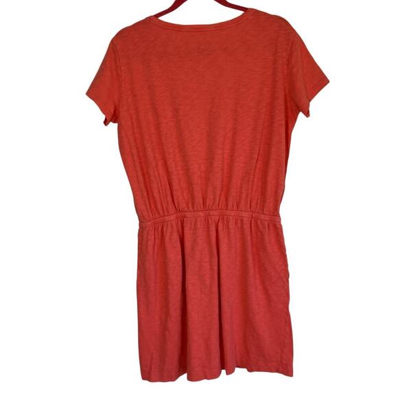 Life is Good Sz M Short Sleeve Textured Slub Cotton Mini Dress Orange Rising Sun - Picture 3 of 16